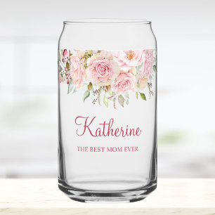 Vaso Con Forma De Lata Rosa Flor Pastel De Rosa Floral La Mejor Mamá Del