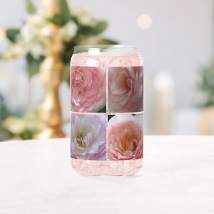 Vaso Con Forma De Lata Rosas bebiendo vidrio