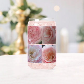 Vaso Con Forma De Lata Rosas bebiendo vidrio