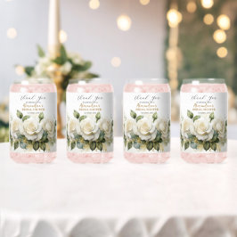 Vaso Con Forma De Lata Rosas blancas personalizadas para ducha de novia