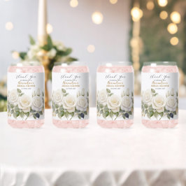 Vaso Con Forma De Lata Rosas blancas personalizadas para la despedida de 