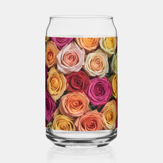 Vaso Con Forma De Lata Rosas coloridos (Anverso)