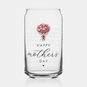 Vaso Con Forma De Lata Rosas personalizados Bouquet Feliz Día de la Madre