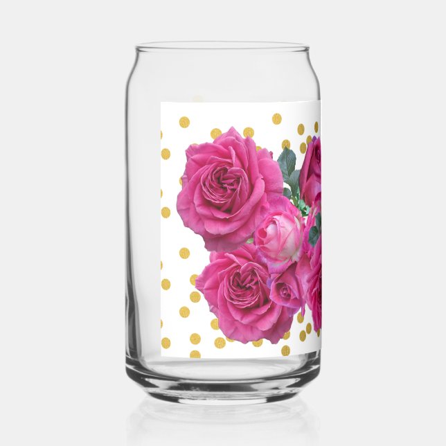 Vaso Con Forma De Lata rosas rosadas (Anverso)