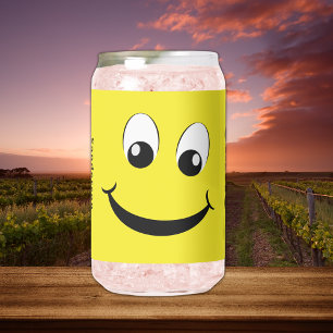 Vaso Con Forma De Lata Rostro Feliz Amarillo Retro Con Nombre De Monogram