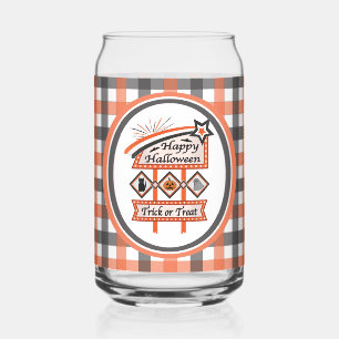 Vaso Con Forma De Lata Rótulo de Halloween retro vintage - Trick o trenza
