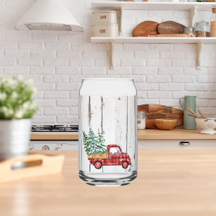 Vaso Con Forma De Lata Rústico Granjero Molesto Camión Rojo De Madera Pue