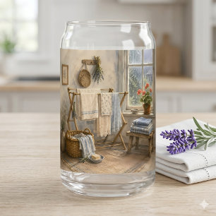 Vaso Con Forma De Lata Sala de Lavado de la Cabaña del Día Lluvioso