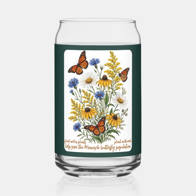 Vaso Con Forma De Lata Salvar las mariposas monarca (Anverso)