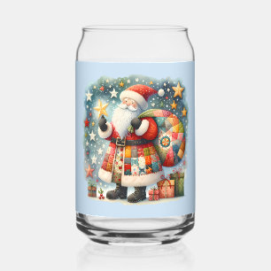 Vaso Con Forma De Lata Santa Claus de Patchwork Acolchado con Estrellas d