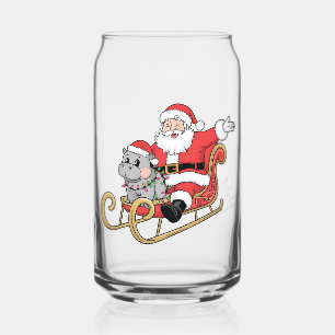 Vaso Con Forma De Lata Santa Riding Sleigh con un bebé moo deng Hippo