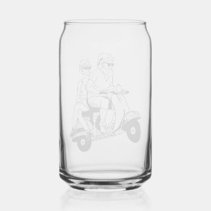 Vaso Con Forma De Lata Santa y la Sra. Claus montando una moto