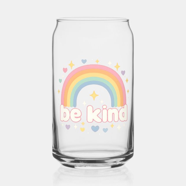 Vaso Con Forma De Lata Sé Amable – Arcoíris Pastel de Positividad (Anverso)