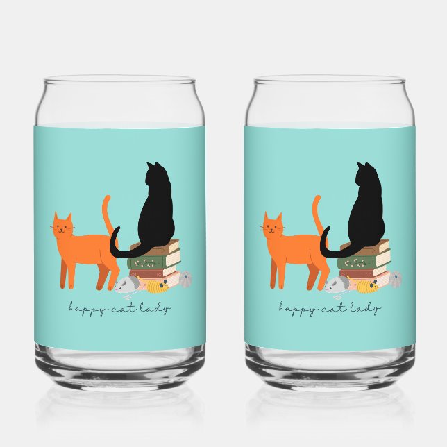 Vaso Con Forma De Lata Señora Feliz Gato (Anverso)