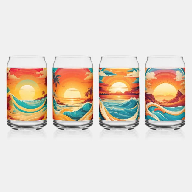 Vaso Con Forma De Lata Set de bebidas para el atardecer de playa (Anverso)