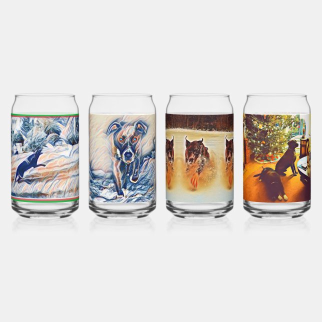 Vaso Con Forma De Lata Set-Dogs de Drinkware en Invierno (Anverso)