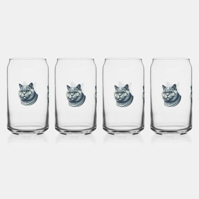 Vaso Con Forma De Lata set of 4 glasses cat  (Anverso)