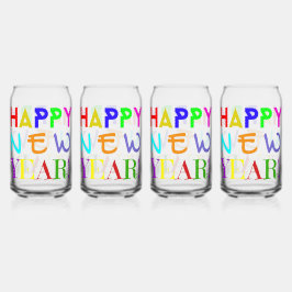 Vaso Con Forma De Lata Set Of Four New Year Printed Can Glasses
