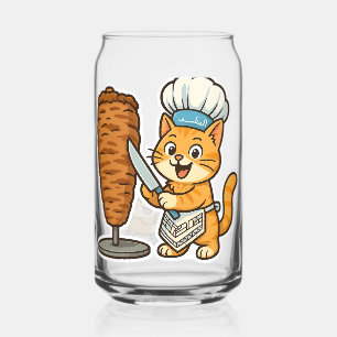 Vaso Con Forma De Lata Shawarma Cat Chef Pegatina