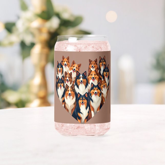 Vaso Con Forma De Lata Sheltie Heart Ilustracion Cute Shetland Sheepdog (Insitu (Boda))