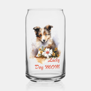 Vaso Con Forma De Lata Shetland Sheepdog Puppy Mascota Flor acuática