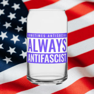 Vaso Con Forma De Lata Siempre El Vidrio Antifascista - Azul transparente