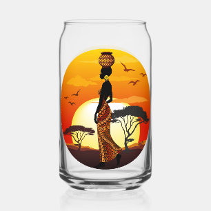 Vaso Con Forma De Lata Silhouette de una bella mujer africana sobre los S