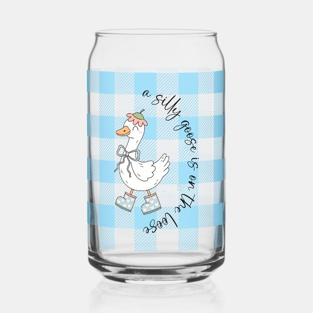 Vaso Con Forma De Lata Silly Goose Blue Gingham (Anverso)