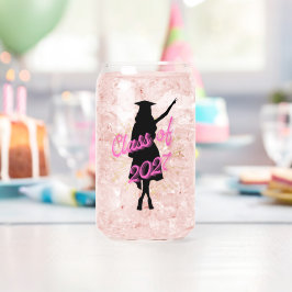 Vaso Con Forma De Lata Silueta de gorra y toga de niña de la promoción de