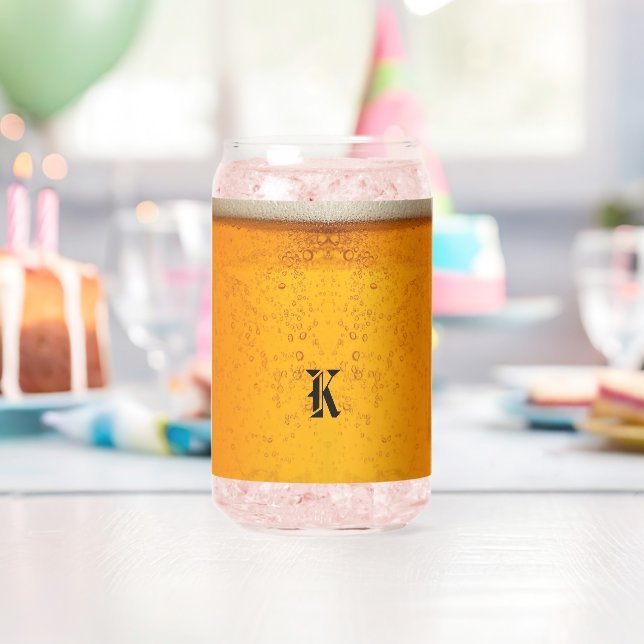 Vaso Con Forma De Lata Simple Gold Beer Monogram Christmas party (Insitu (Cumpleaños))