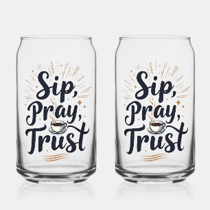 Vaso Con Forma De Lata Sip Pray Trust Café Y Jesus Lover