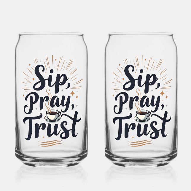 Vaso Con Forma De Lata Sip Pray Trust Café Y Jesus Lover (Reverso )