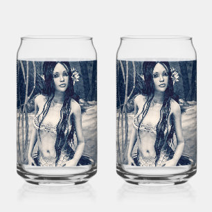 Vaso Con Forma De Lata Sirena Vintage Arte de Fantasía de Foto Antigua