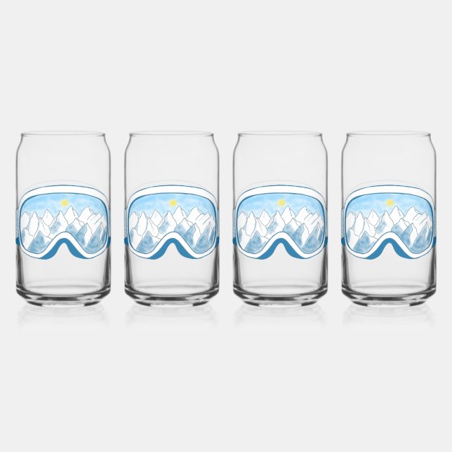 Vaso Con Forma De Lata Ski Goggles Mountain Reflation Sky Blue Set 4 (Anverso)