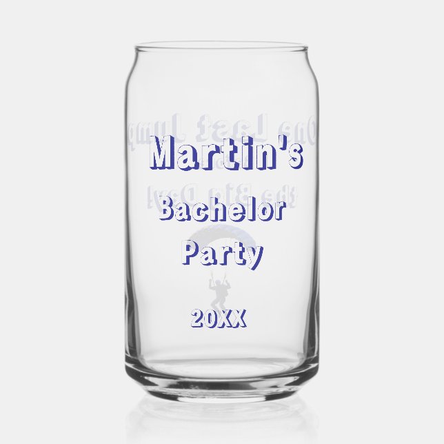 Vaso Con Forma De Lata Skydiving Bachelor Party Divertido tema de aventur (Anverso)