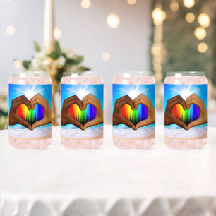 Vaso Con Forma De Lata SlipperyJoe gradiente de corazón de arcoíris vívid