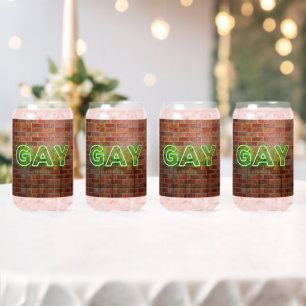 Vaso Con Forma De Lata SlipperyJoe iluminó el letrero de neón gay brillan