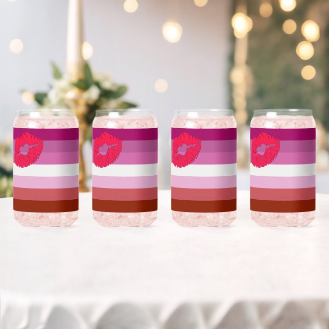 Vaso Con Forma De Lata SlipperyJoe lipstick bandera de orgullo lesbiana f (Insitu (Boda))