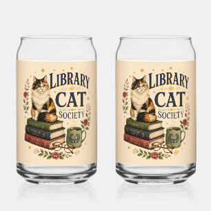 Vaso Con Forma De Lata Sociedad de Gatos de Biblioteca Calico Amante de l