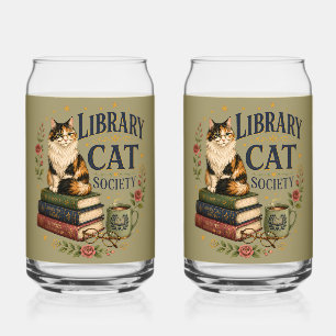 Vaso Con Forma De Lata Sociedad de Gatos de Biblioteca Calico Erudito