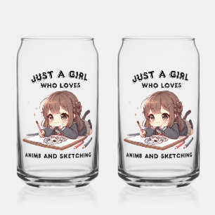 Vaso Con Forma De Lata Sólo Una Chica Que Ama El Anime Y El Boceto
