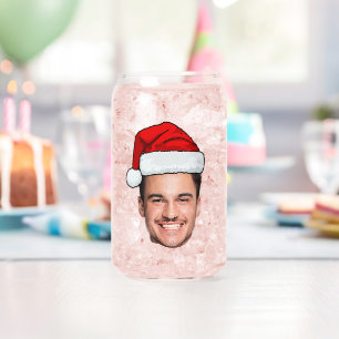 Vaso Con Forma De Lata Sombrero de Santa Foto de Cara Personalizada Navid