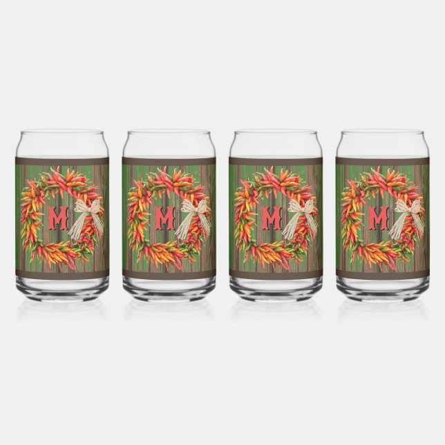 Vaso Con Forma De Lata Southwest Chile Ristra Wreath on Wood Personalized (Anverso)