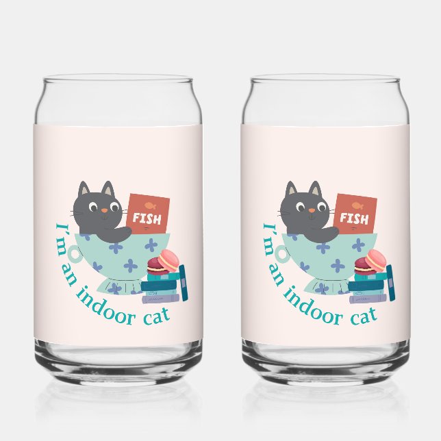Vaso Con Forma De Lata Soy un gato divertido de interior (Anverso)