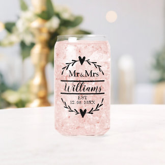 Vaso Con Forma De Lata Sr. Y Sra. 1er Aniversario Boda Nombre De Familia 