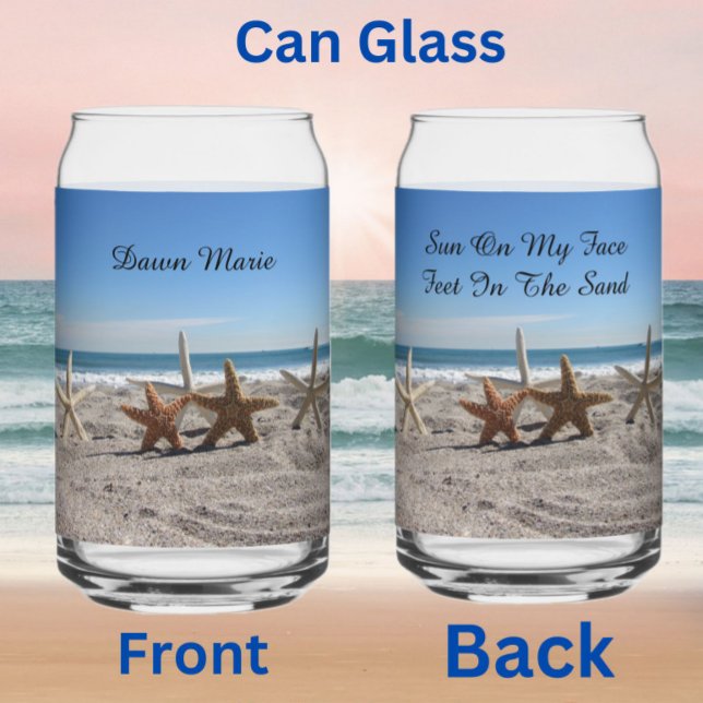 Vaso Con Forma De Lata Starfish personalizado en la playa (can glass)