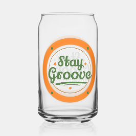 Vaso Con Forma De Lata "Stay Groovy" Diseño Retro Vidrio Bebido