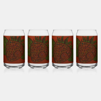 Vaso Con Forma De Lata Strawberry Home Sweet Home