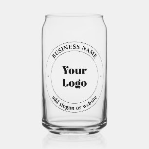 Vaso Con Forma De Lata Su logotipo comercial y texto promocional   Blanco