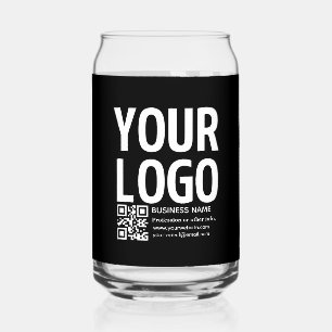 Vaso Con Forma De Lata Su logotipo con código QR editable y texto 